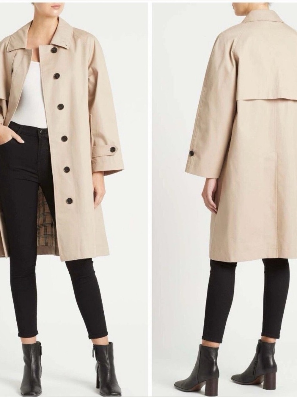 Frame Denim Mac Coat in Khaki Multi Sz large trench